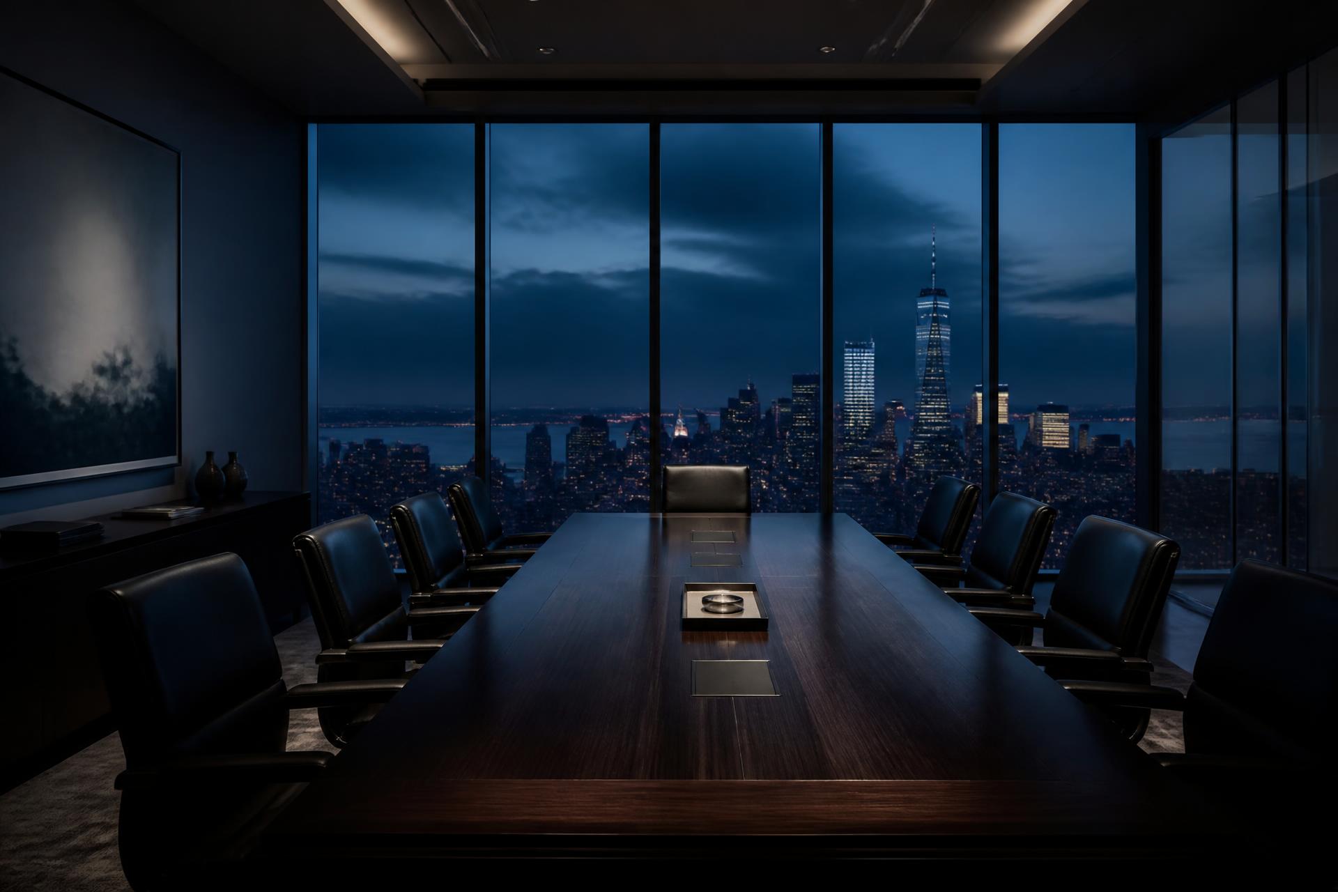 Sala de reuniões executiva ao entardecer
